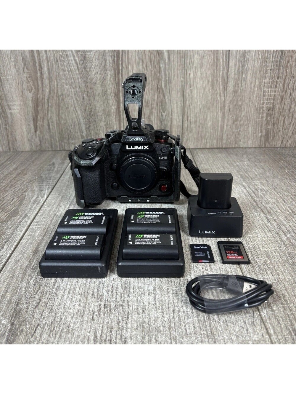 Panasonic Lumix GH6 25.2MP Mirrorless Camera Bundle SmallRig Cage 5 Batteries
